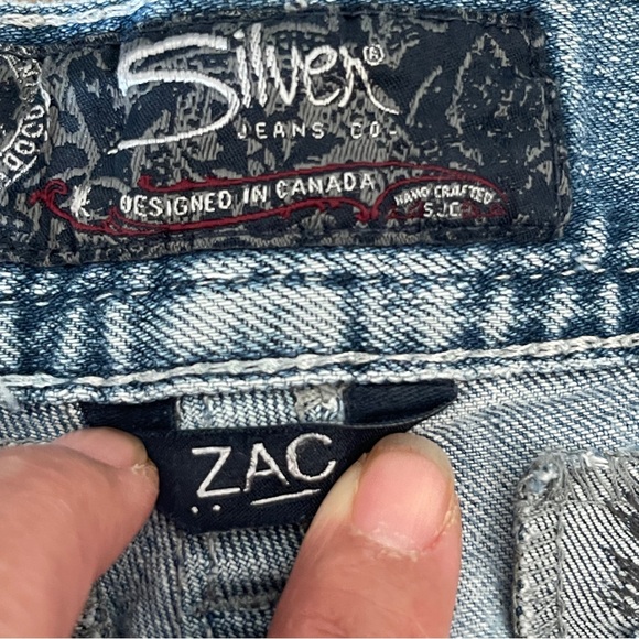Silver Zac Distress Straight Cut Low Waist Jeans Size 34 - Picture 12 of 16